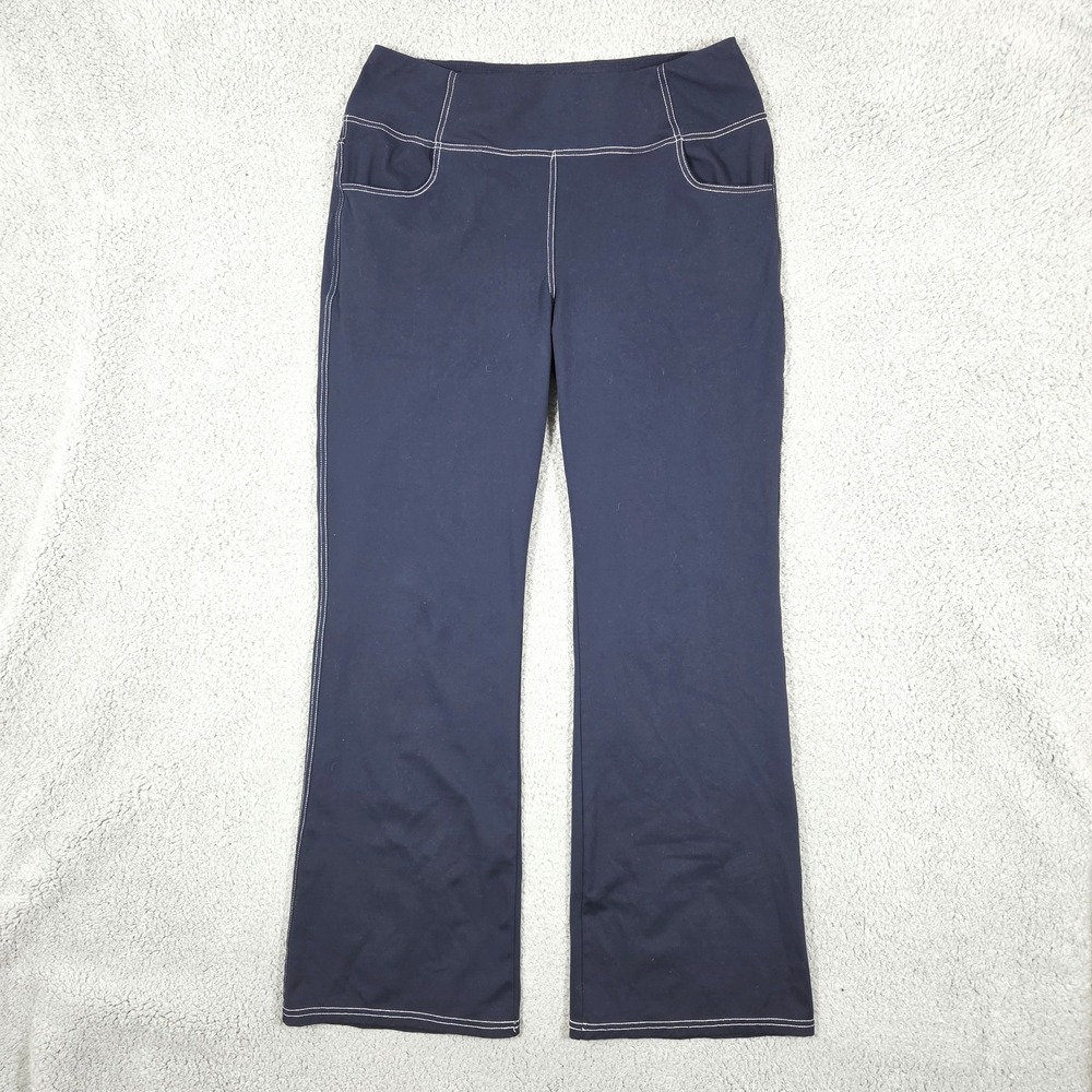 G4Free Yoga Pants Womens 2XL Navy Blue High Waist Wide Leg Gym Active Wear